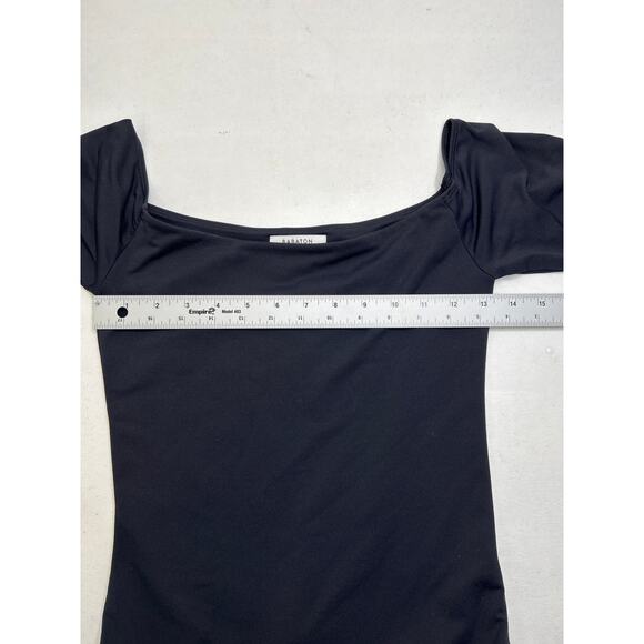 Aritzia Babaton Contour Squareneck Black long sleeve thong bodysuit. Size M. - Picture 4 of 6